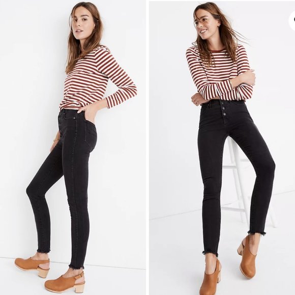 Madewell Denim - Madewell Womens Jeans Size 27 Skinny High Rise Button Fly Black Ankle Cropped